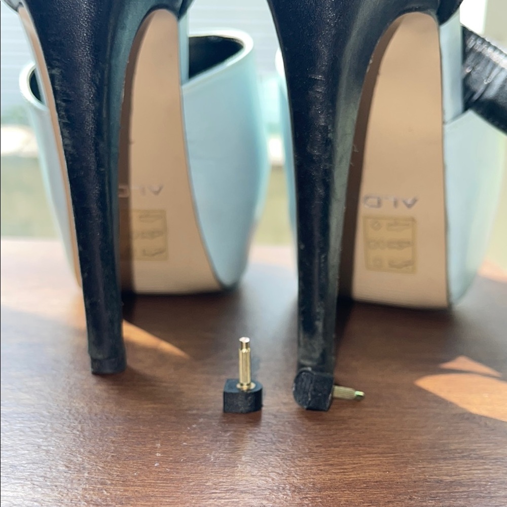 Aldo Black and Light Blue Peep Toe Heels - Picture 11 of 12